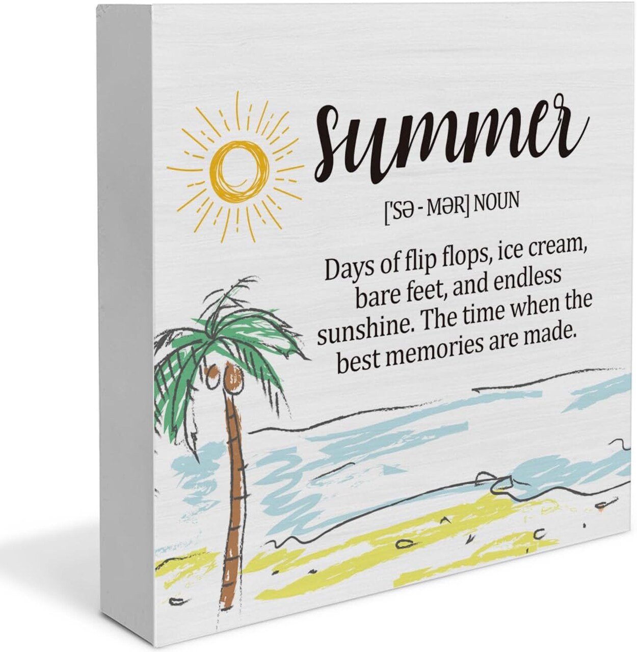 Summer Beach Decor Summer Definition Decorations Sun Coconut Palm Wooden Sign Rustic Home Decor 5 x 5 Inches